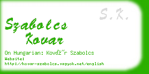 szabolcs kovar business card